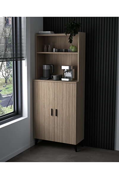 Alesta Life Kahve Köşesi Standı Sonomo | Çok Amaçlı Dolap | Raflı ve 2 Kapakl...
