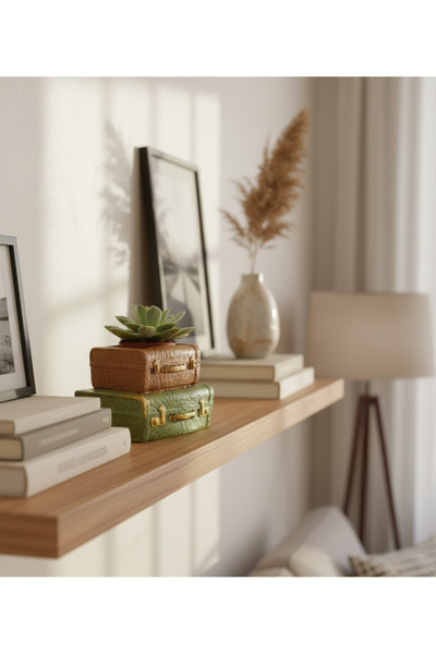 Artepieza co. Artepieza Vintage Çift Bavul Saksı- Masaüstü Düzenleyici- Dekoratif Bavul Saksı Yeşil-Kahve 12*8