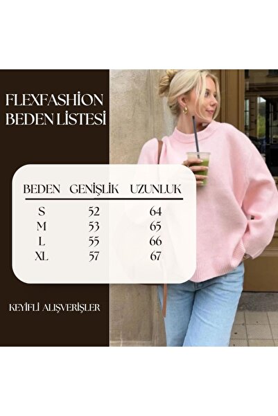 FLEX FASHION Crew Neck Pink Oversized Knitwear Women's Sweater