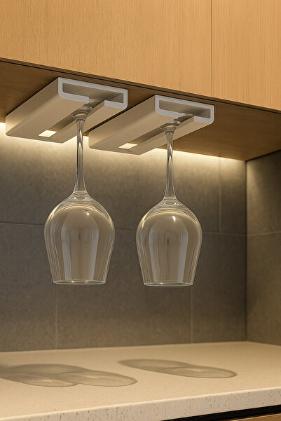 CMHOME Şarap Kadeh Askı Standı, Dolap Altı Asılabilir Bardak Düzenleyici, Bar...