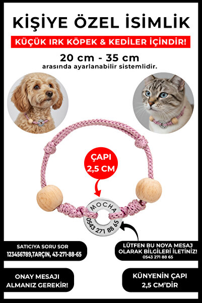 pasiole Kişiye Özel Yuvarlak Çelik İsimlik Kolye | Köpek ve Kedi için Hafif İ...