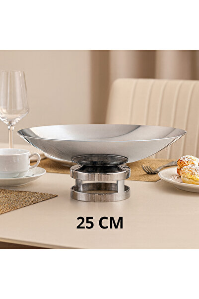 Dania 🍽️ صحن تقديم فاخر بمقاس 25×6.5 سم – قاعدة ستانلس ستيل عالية الجودة ✨