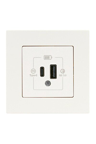 Günsan Eqona Fildişi Beyaz Şarj Prizi 20W QC3.0 PD Type-C + USB Çift Çıkışlı