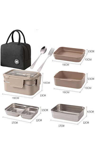 Generic Bento Box, Leakproof Stainless Steel Lunch Box for Adults Kids Teens (Beige)