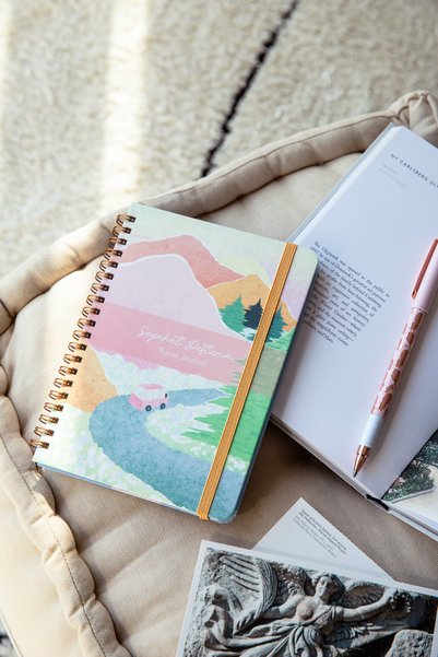 PAPERORA 12.5 X 18 cm Spiral Bound Hardcover Elastic Travel Notebook - Landscape