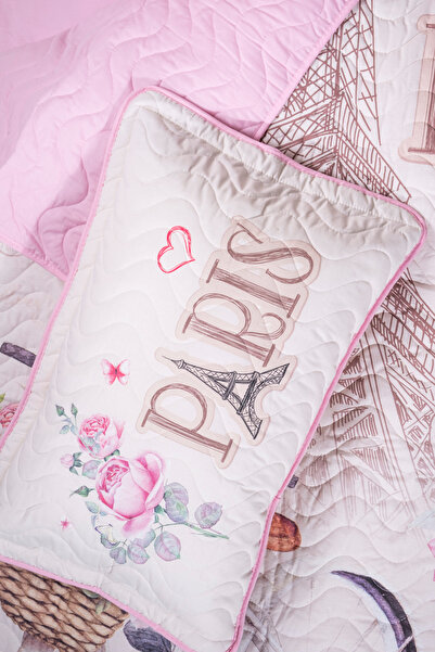 Clasy Ranforce 100% Pamuk Kapitoneli Tek Kişilik Yatak Örtüsü Takımı Paris Love
