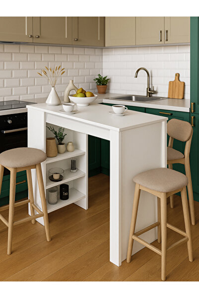 dorpek Bornova Bar Masası Mutfak Adası Mutfak Masası Beyaz