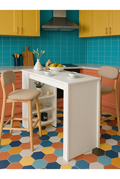 dorpek Bornova Bar Masası Mutfak Adası Mutfak Masası Beyaz