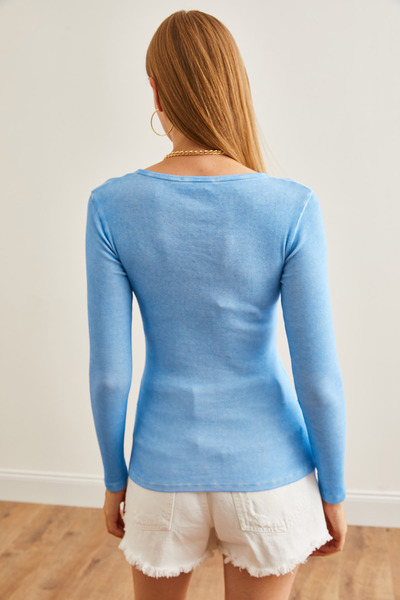 Olalook Baby Blue Camisole Blouse - Washed and Placket, Women's, BLZ-19000588