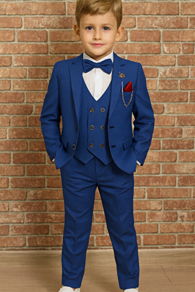 HAYTA Set costum copii cu vestă și cămașă 1-14 ani argintiu indigo