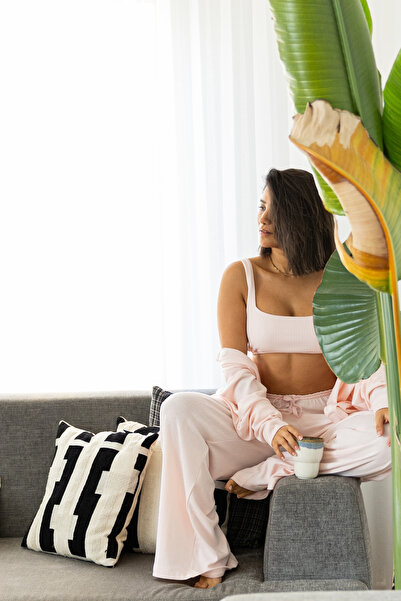 Beach&Beyond Emily Pink 3-Piece Knitted Set- Home Wear