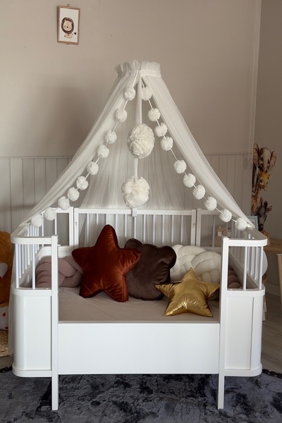 Pastelya Krem Aparatlı Beşik Cibinliği