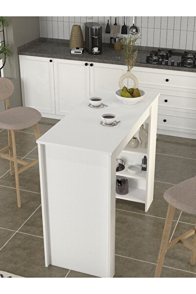 dorpek Bornova Bar Masası Mutfak Adası Mutfak Masası Beyaz