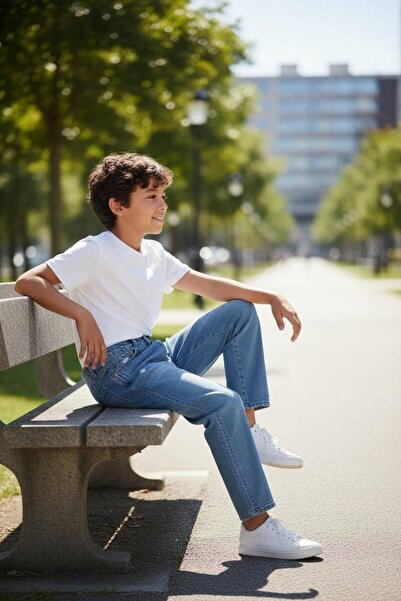 ASL GOLF CLUB Pantaloni obișnuiți din denim din bumbac albastru închis pentru băiat