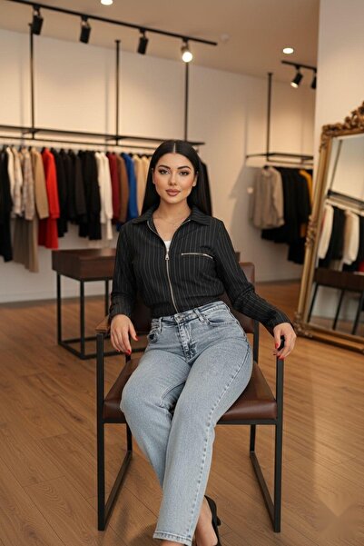 Mossta Striped Pocket Detailed Mini Jacket Black