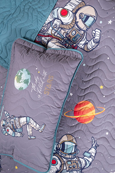 Clasy Aran Textile 100% Cotton Youth Bedspread-space Anthracite