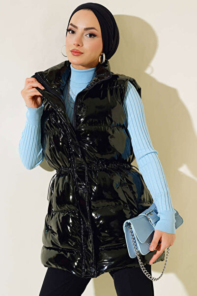 Bigdart T10233 Hooded Long Hijab Vest - Black