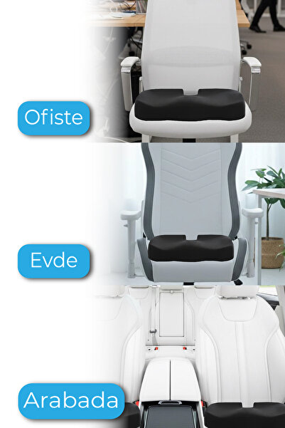Viscofoam Ortopedik Oturma Minderi Hemeroid Kuyruk Sokumu Coccyx Oturma Minderi Visco Minder Siyah