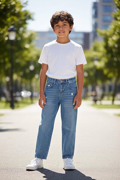 ASL GOLF CLUB Pantaloni obișnuiți din denim din bumbac albastru închis pentru băiat