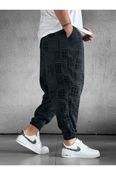 COCOPELLI Ανδρικό παντελόνι με πλισέ σε γκρι χρώμα με σχέδιο πόκερ COC2123