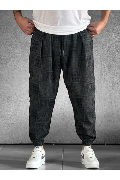 COCOPELLI Ανδρικό παντελόνι με πλισέ σε γκρι χρώμα με σχέδιο πόκερ COC2123