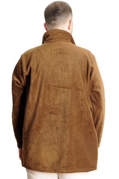 ModeXL Mode XL Ανδρικός ιδρώτας polo γιακάς με μισό φερμουάρ Polar 22548 καφέ