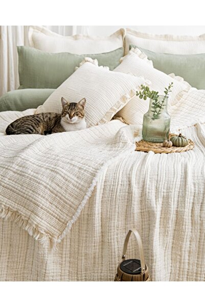 MEET MAYA NATURAL 7-шарове двомісне ковдра з мусліну 240 X 260