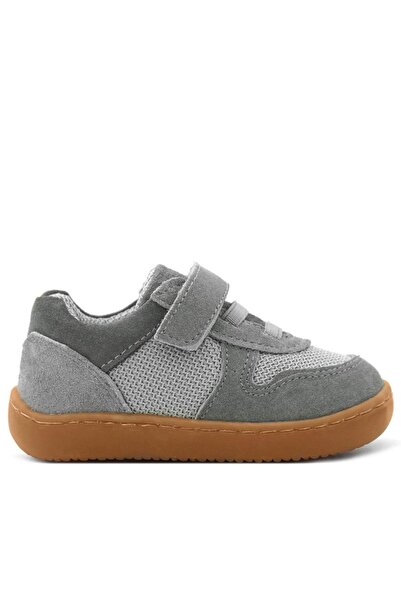 Rakerplus Bob Genuine Leather Gray Barefoot Velcro Elastic Baby Sneaker Shoes