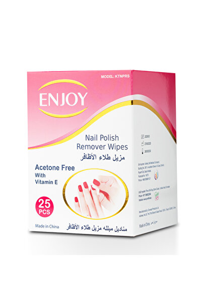 Enjoy Nail Polish Remover Wipes 25 Pcs | Acetone-Free, Vitamin E, Moisturizing, Travel-Friendly