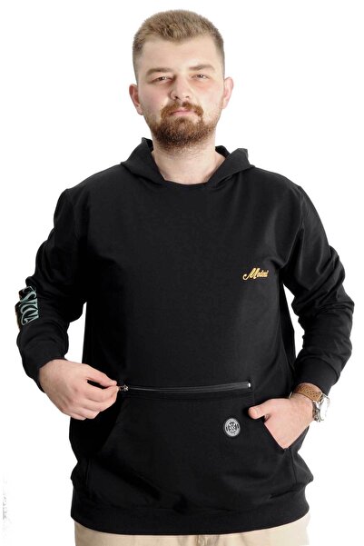 ModeXL Ανδρικό φερμουάρ ιδρώτα μεγάλο μέγεθος - Mode XL Black Mistika 23166