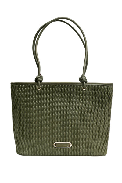 Generic Elegant Textured Ladies Handbag with Heart Scarf & Gold Detailing – Carnalisa