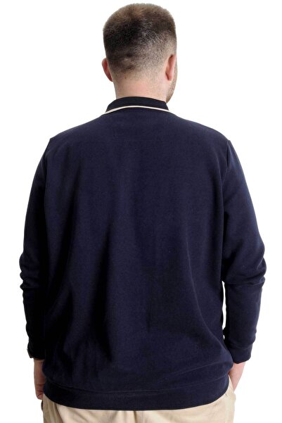 ModeXL Men's Sweat Polo - Plus Size, Thessaloniki Horse 23440 Navy Blue