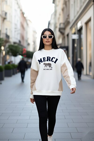 Mossta Tiger Embroidered Raised Sweat White