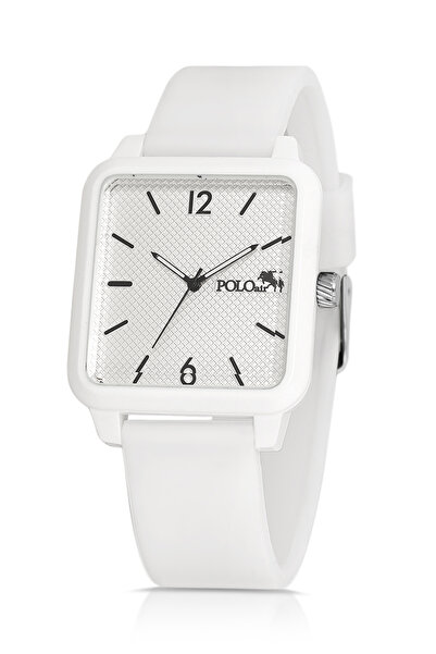 Polo Air Square Case Silicone Cord Unisex Bay- Sports Wristwatch White Color Pl-1509B5X