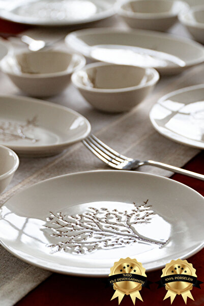 Heda Porselen Hayat Ağacı 16 Parça 6 Kişilik Porselen Kahvaltı Takımı