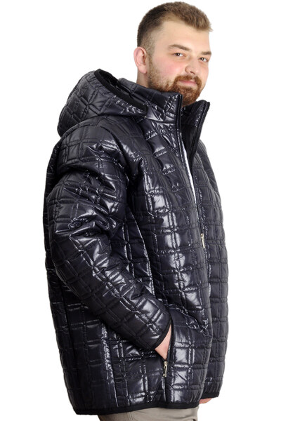 ModeXL Mode XL Ανδρικό παλτό με κουκούλα με καπιτονέ 23638 Navy Blue