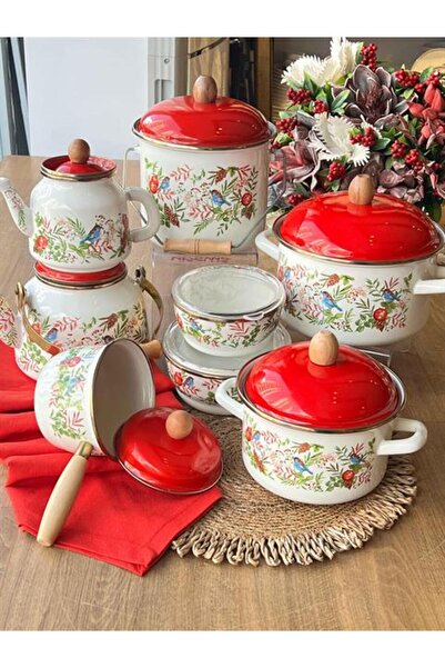 ROSSEV Riva Emaye Mutfak Seti 7 Parça