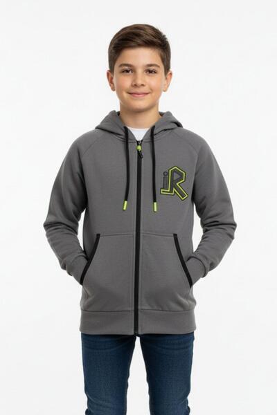 NEWKİDS Hanorac cu glugă, cu fermoar, buzunare laterale, imprimat, 100% bumba...