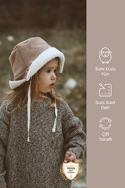 ilays beauty قبعة دلو شتوية برباط من جلد الغزال المستورد