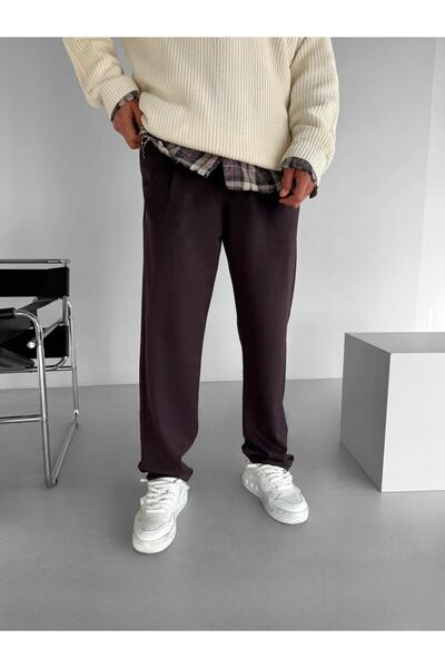 ablukaonline Men's Baggy Fit Elastic Waist Comfortable Pants Plum