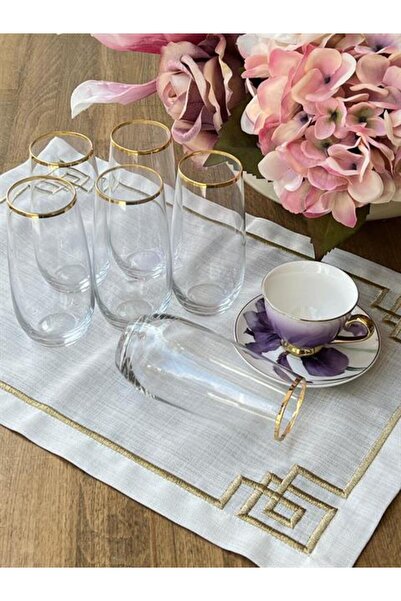 ROSSEV Kahve Yanı Bardak Gold  6lı