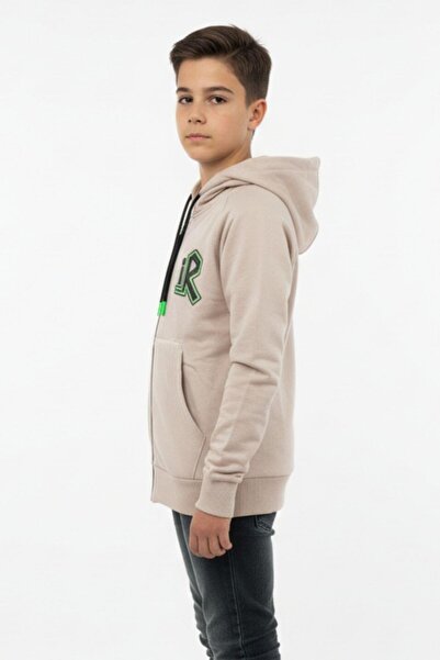 NEWKİDS Φούτερ για αγόρια με κουκούλα, φερμουάρ, πλαϊνές τσέπες, εμπριμέ, 100% βαμβάκι, 2 κλωστές, εποχιακό