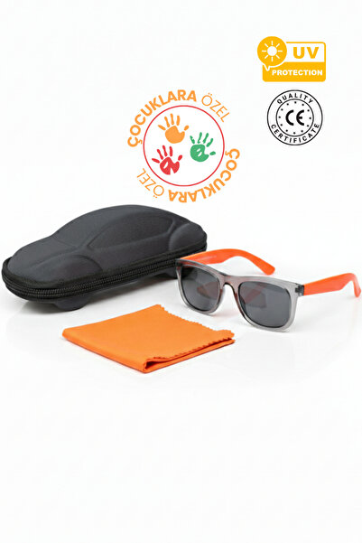 Kinary Unisex Çocuk Güneş Gözlüğü Füme Çerçeve Turuncu Sap