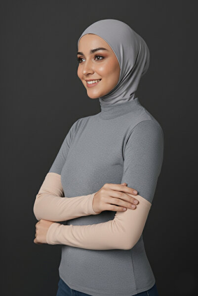 Sonbaharmoda Women's Hijab Combed Cotton Prayer Sleeves White Plain 1 Pair