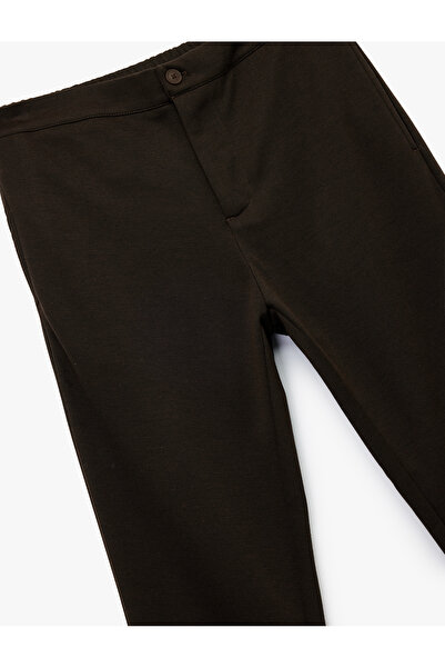 Koton Viscose Blended Pocket Detailed Pique Fabric Buttoned Trousers