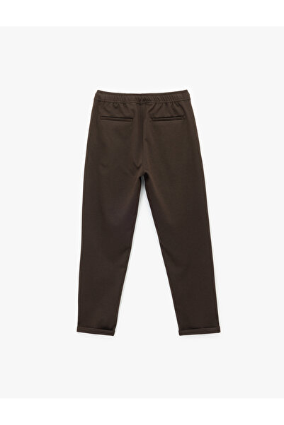Koton Straight Fit Pike Fabric Pocket Detailed Relaxed Cut Waist Lace up Trousers