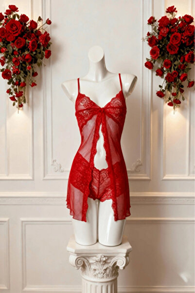 Gece İncisi File ve Dantel Detaylı Gecelik-GC1781