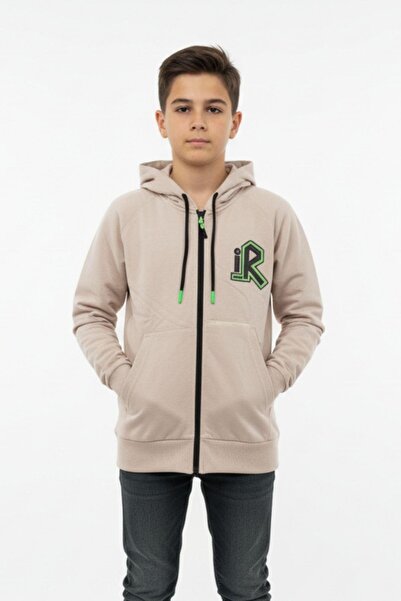 NEWKİDS Φούτερ για αγόρια με κουκούλα, φερμουάρ, πλαϊνές τσέπες, εμπριμέ, 100% βαμβάκι, 2 κλωστές, εποχιακό