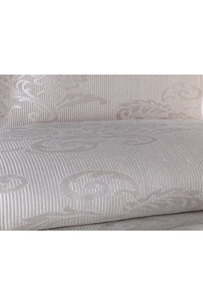 Çeyiz Bahçesi Brokar Krem Tek Kişilik Yatak Örtüsü