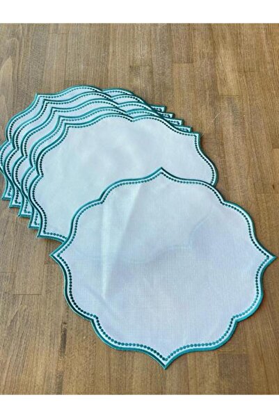 ROSSEV Set de 6 farfurii și șervețele sculptate verde